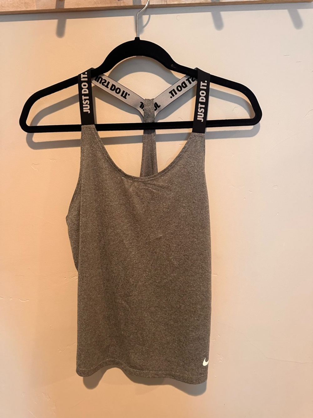 Nike Gray Racerback Tank with 'Just Do It.' Straps